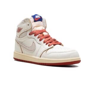 Air Jordan Little Kids' 1Retro High OG Sneakers - Sail/Cinnabar-Light Bone Sz 2Y
